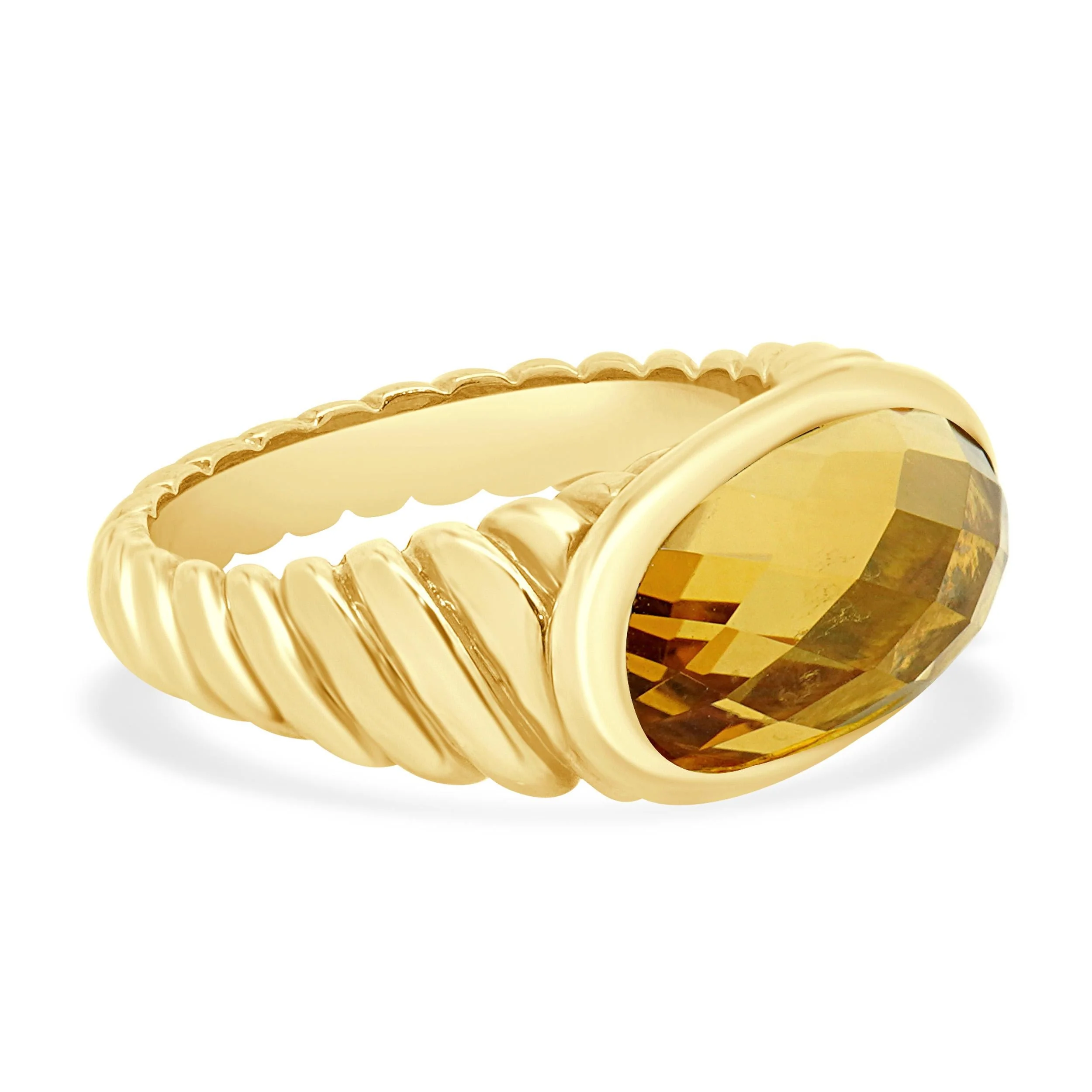 David Yurman 18K Yellow Gold Citrine Noblesse Collection Ring - Image 3