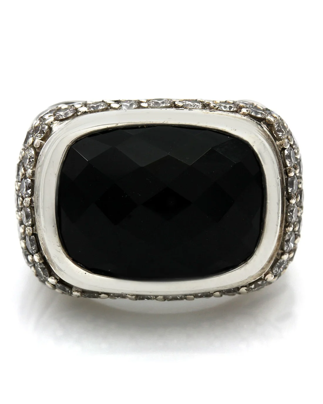 David Yurman Black Onyx and Diamond Ring - Image 2