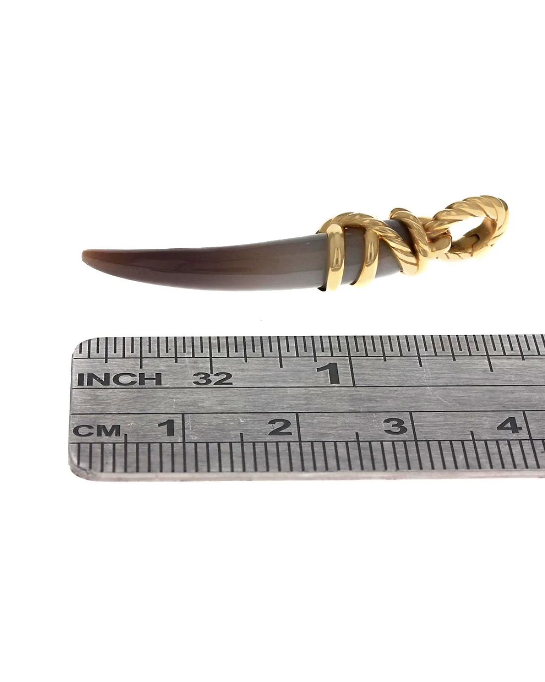 David Yurman Botswana Agate Tusk Enhancer Amulet in Yellow Gold - Image 3