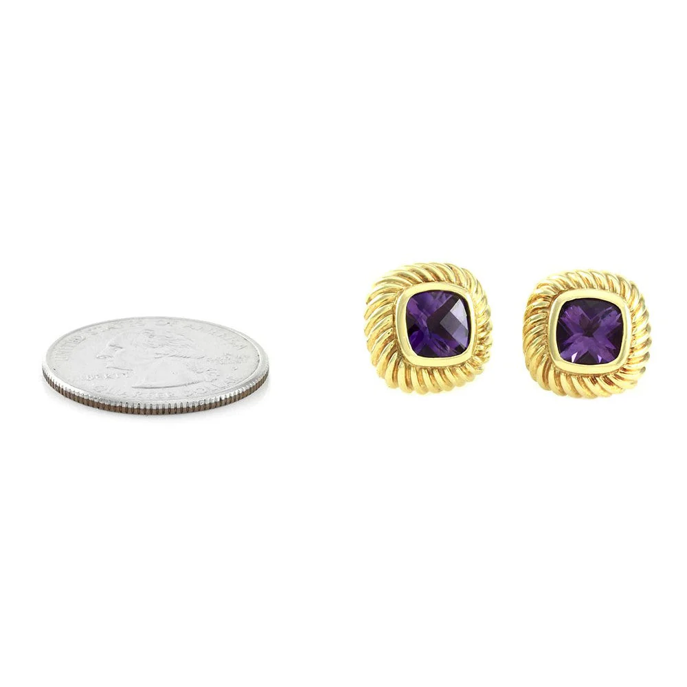 David Yurman Cable Amethyst Cushion Earrings - Image 4