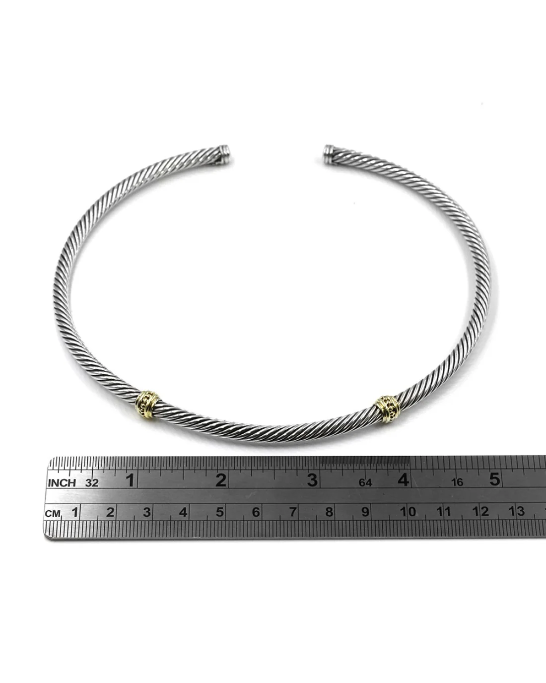 David Yurman Cable Collar Necklace in Silver and Gold - Image 3