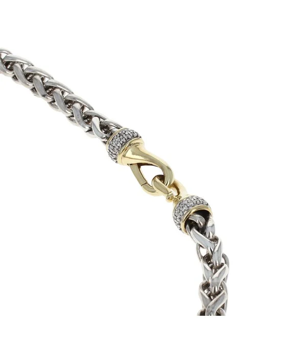 David Yurman Classic Wheat Chain w/ Diamonds in terling Silver & 18KY Gold - Image 2