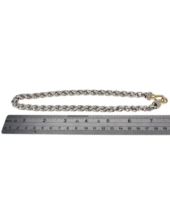 David Yurman Classic Wheat Chain w/ Diamonds in terling Silver & 18KY Gold - Image 3