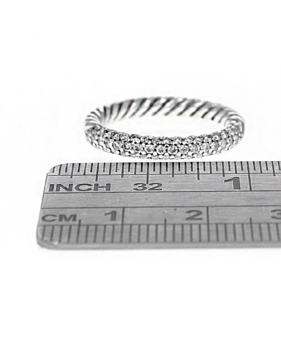 David Yurman Petite Diamond Pave Cable Stack Band - Image 3