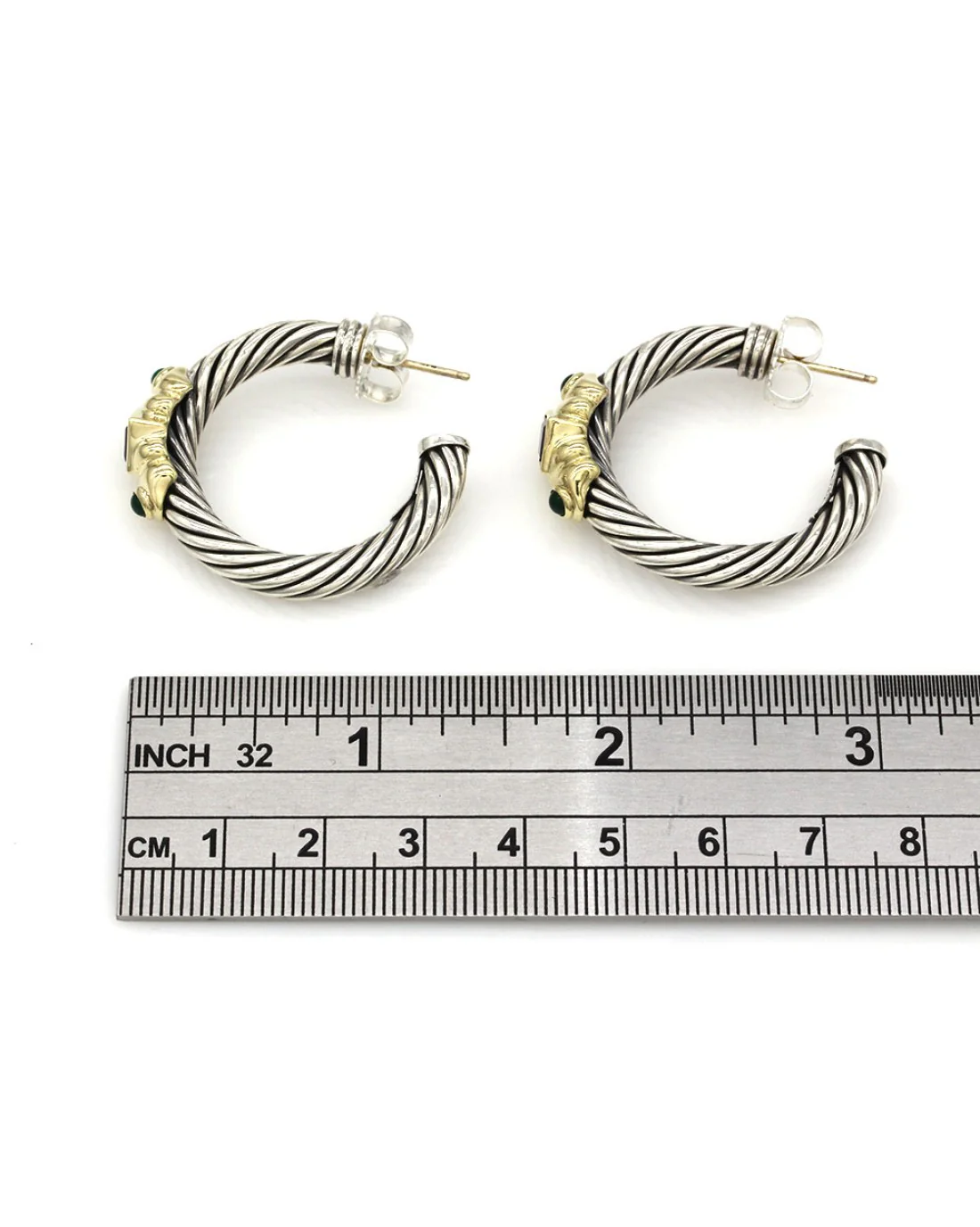 David Yurman Renaissance Amethyst and Onyx Earrings in Silver and Gold - Image 3
