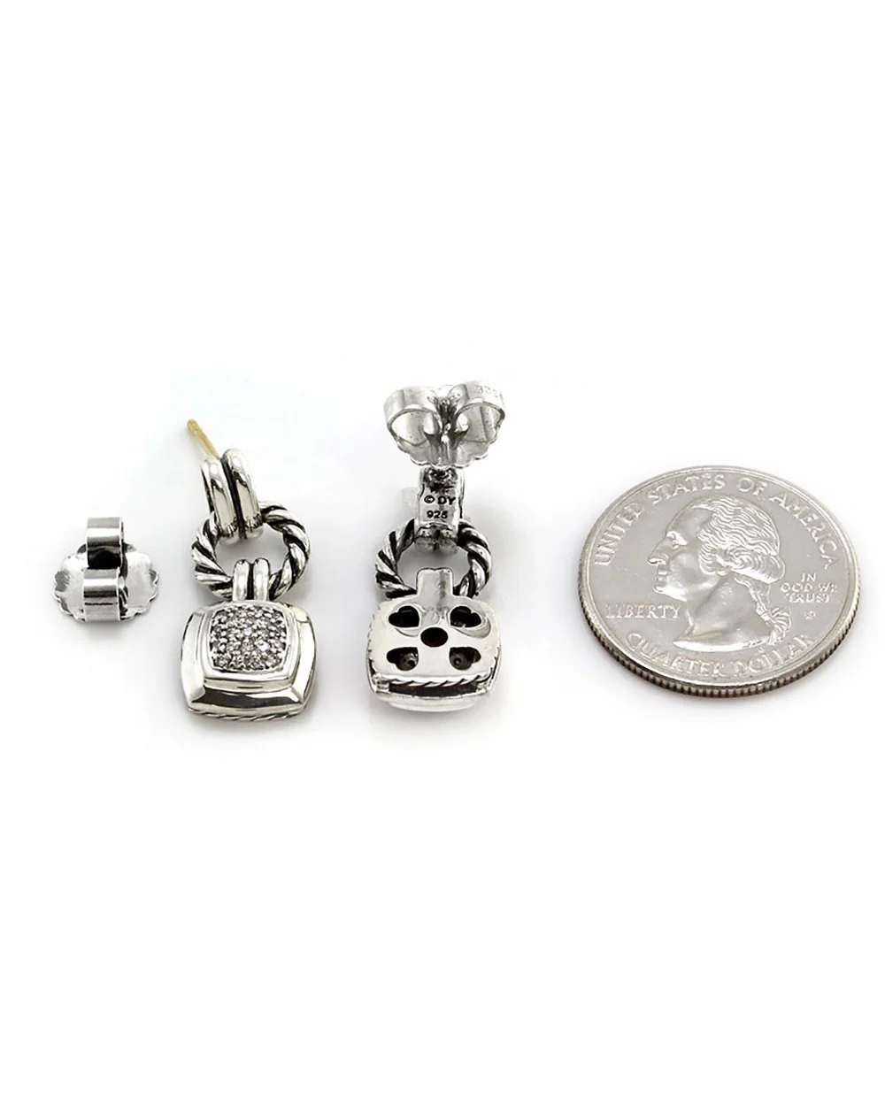 David Yurman Renaissance Pave Diamond Drop Earrings In Sterling Silver - Image 3