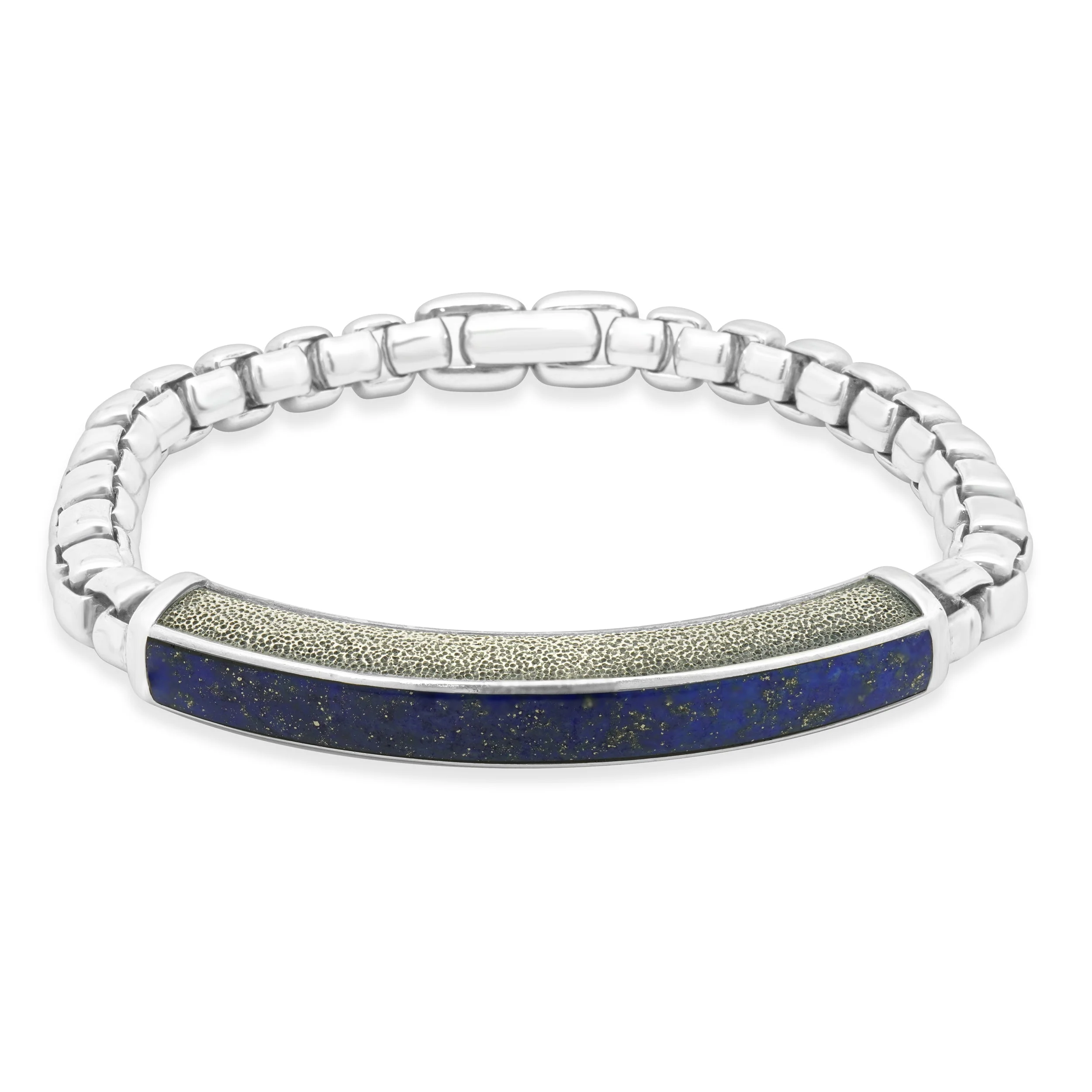David Yurman Sterling Silver Lapis ID Bracelet 8.25"