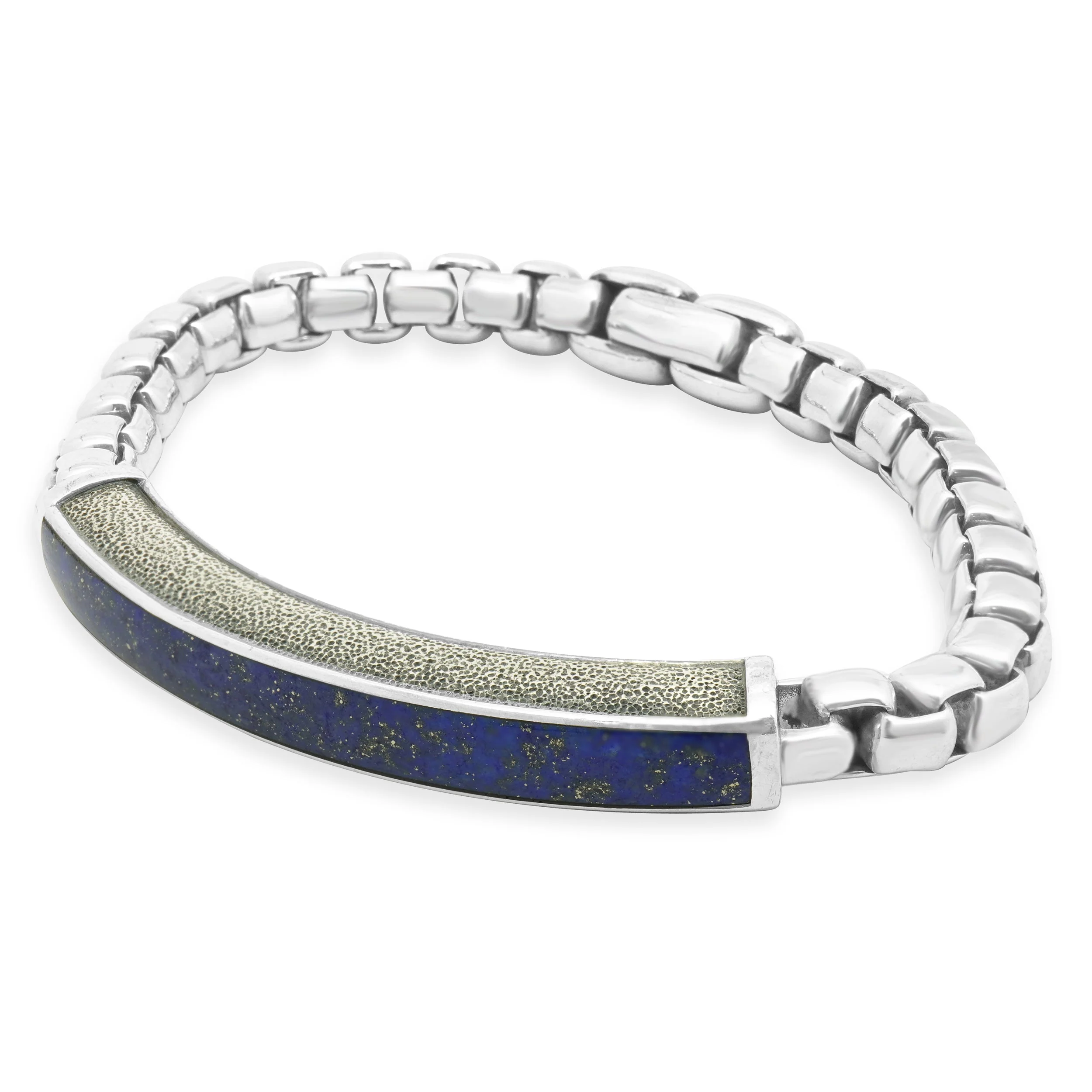 David Yurman Sterling Silver Lapis ID Bracelet 8.25" - Image 2