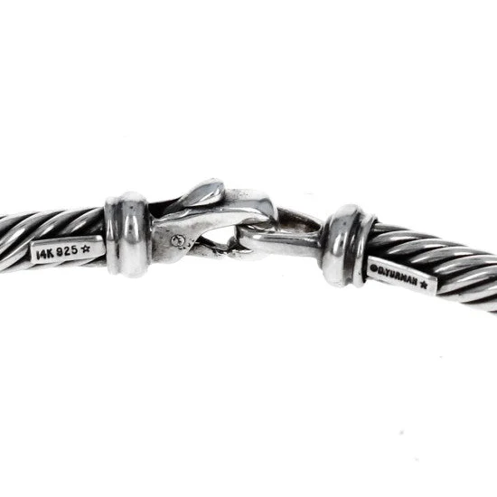 David Yurman Silver and Gold Triple X Cable Collar Necklace - Image 3