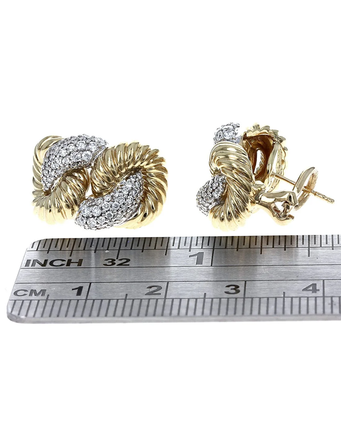 David Yurman Vintage Diamond Pave Crossover Earrings - Image 3