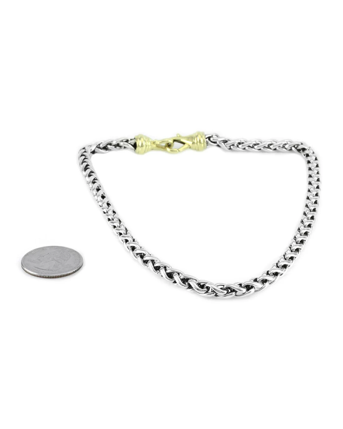 David Yurman Wheat Chain Necklace in Silver Gold - Image 3