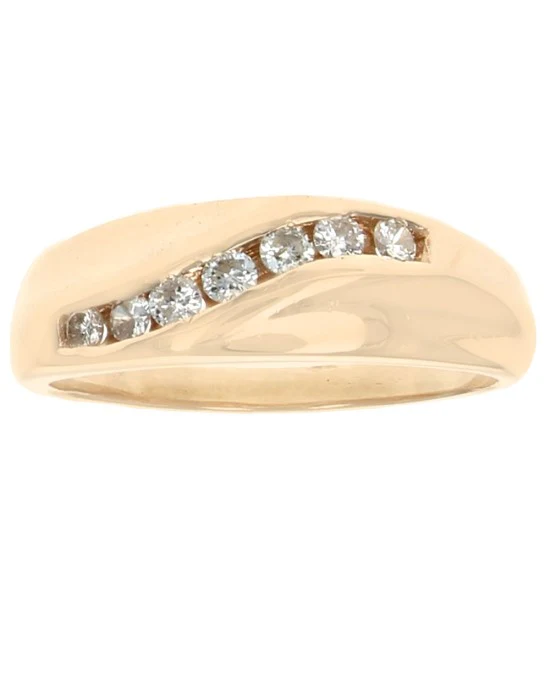 Diagonal Channel Set Diamond Tapered Ring in Yellow Gold - Image 2