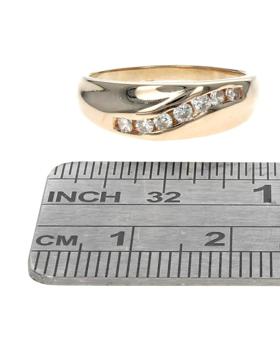 Diagonal Channel Set Diamond Tapered Ring in Yellow Gold - Image 3