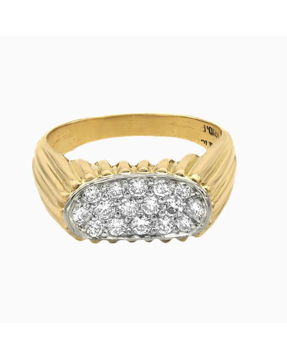 Diamond Concave Fluted Ring in Gold and Platinum - Image 2