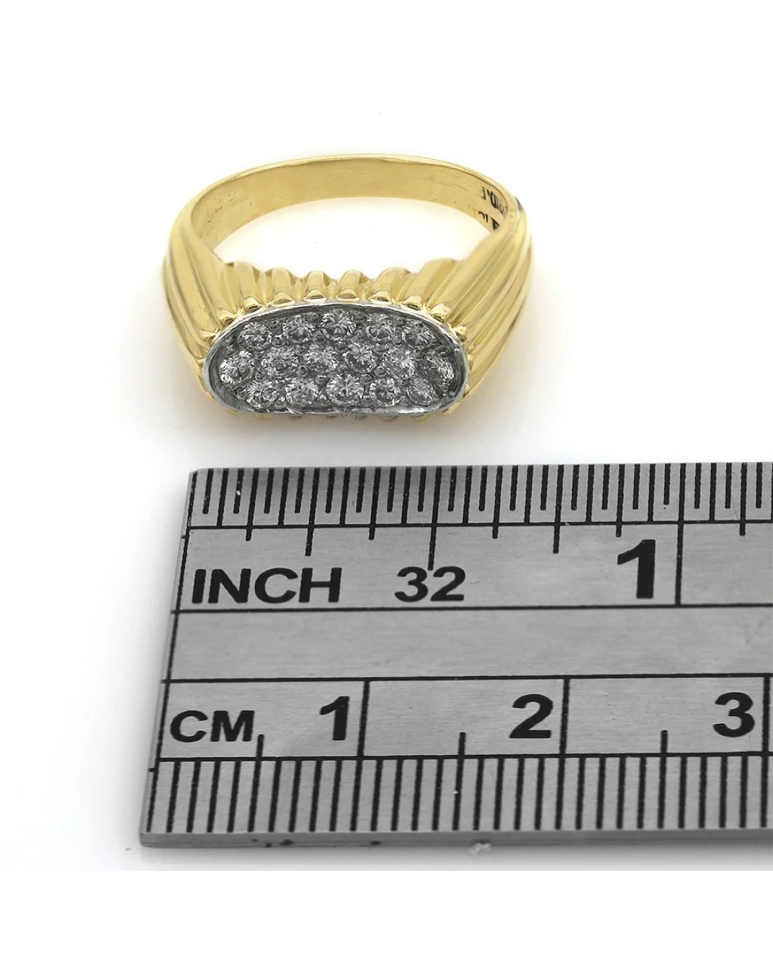 Diamond Concave Fluted Ring in Gold and Platinum - Image 3