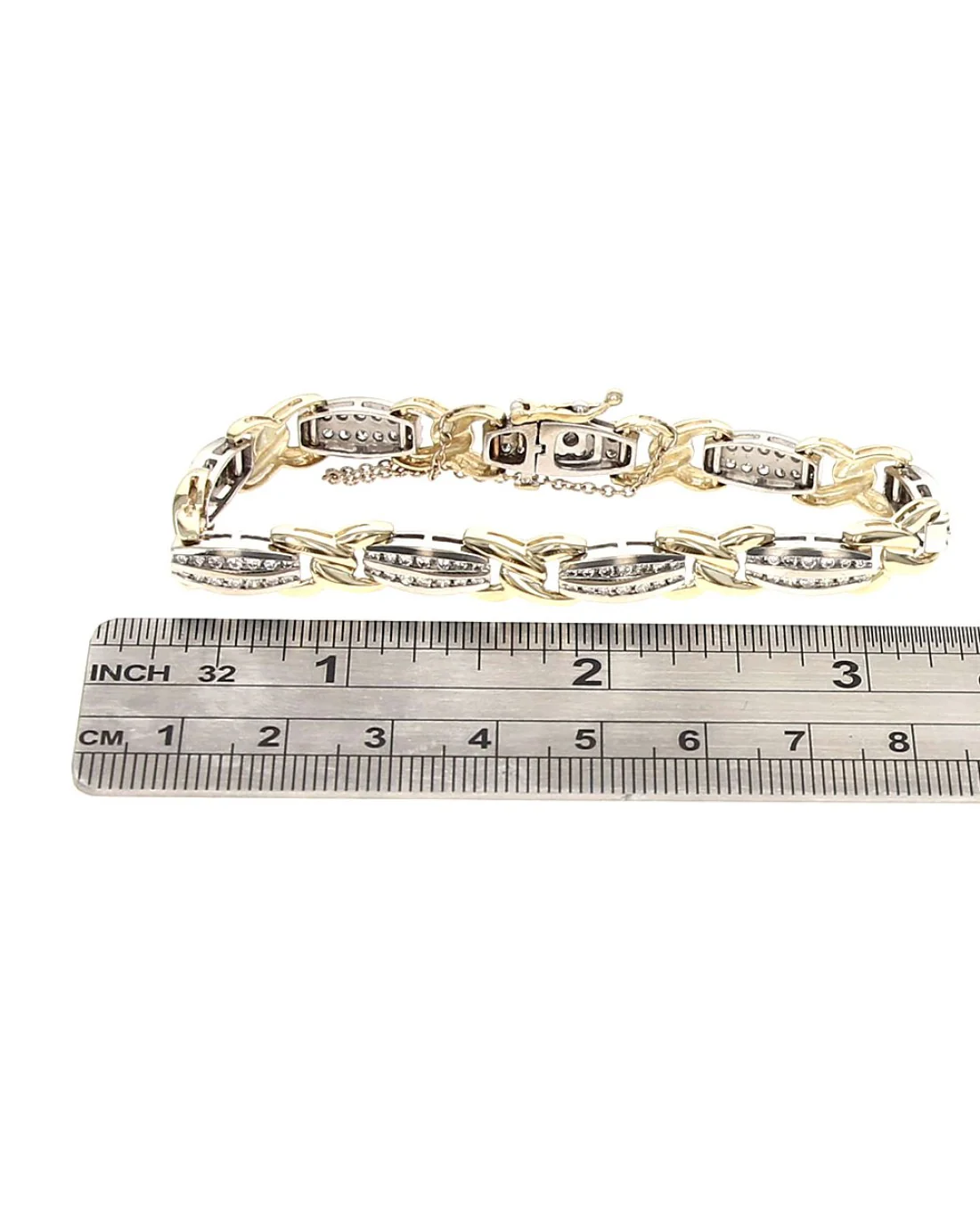 Diamond Alternating Oval and X Link Bracelet - Image 3