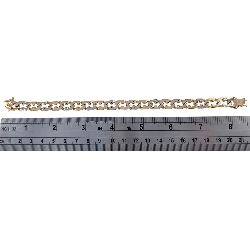 Diamond Anchor Link Bracelet in Yellow and white Gold - Image 3
