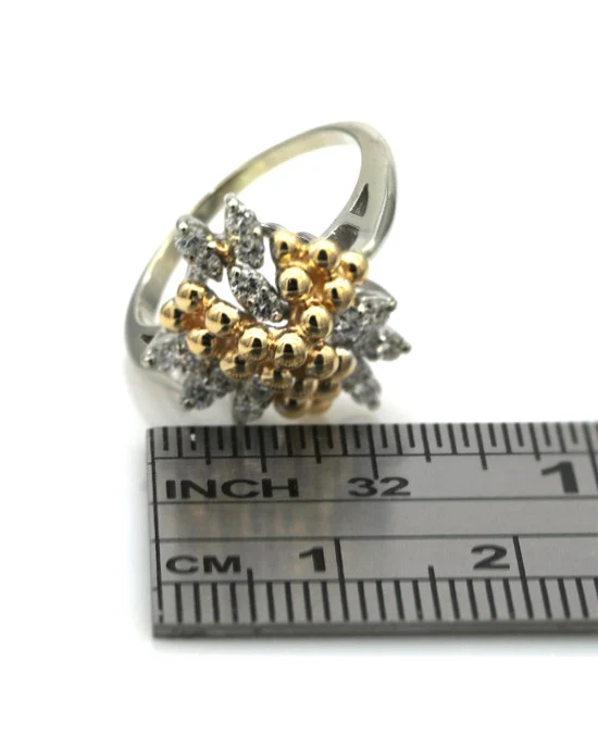 Diamond and Bead Cluster Ring in Gold - Image 3