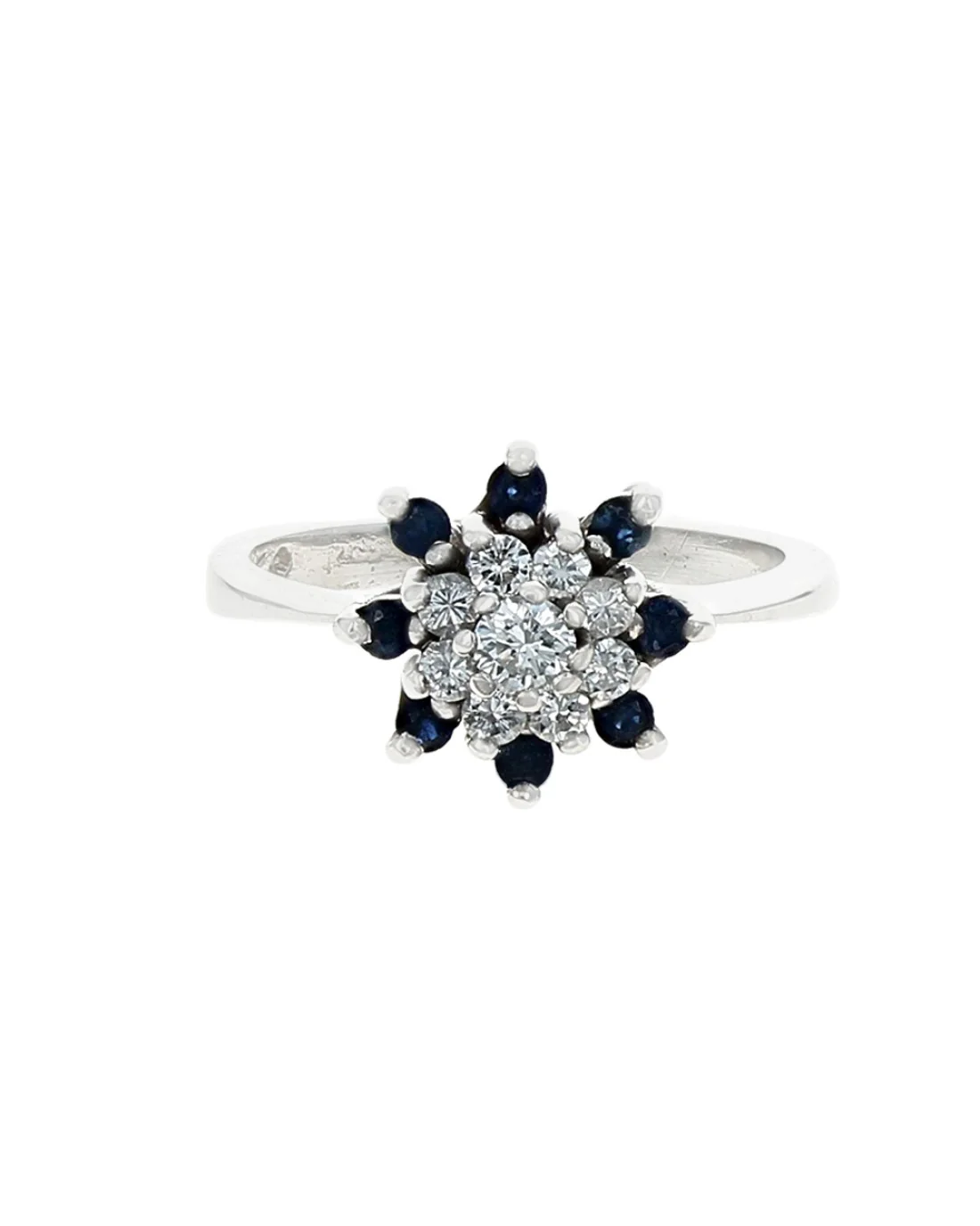 Diamond and Sapphire Halo Ring in Gold - Image 2