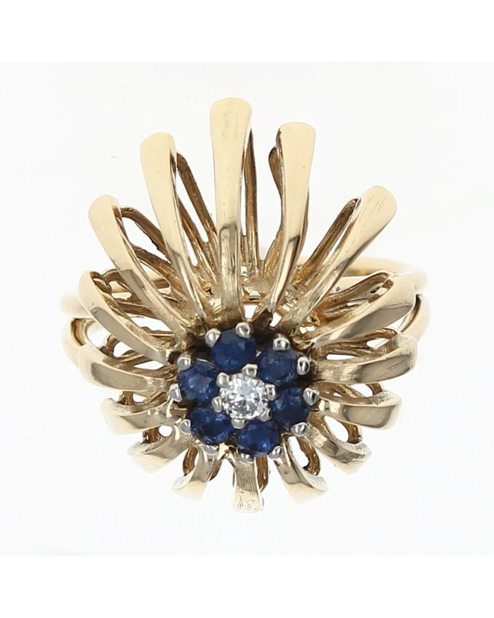 Diamond and Sapphire Halo Spray Ring - Image 2