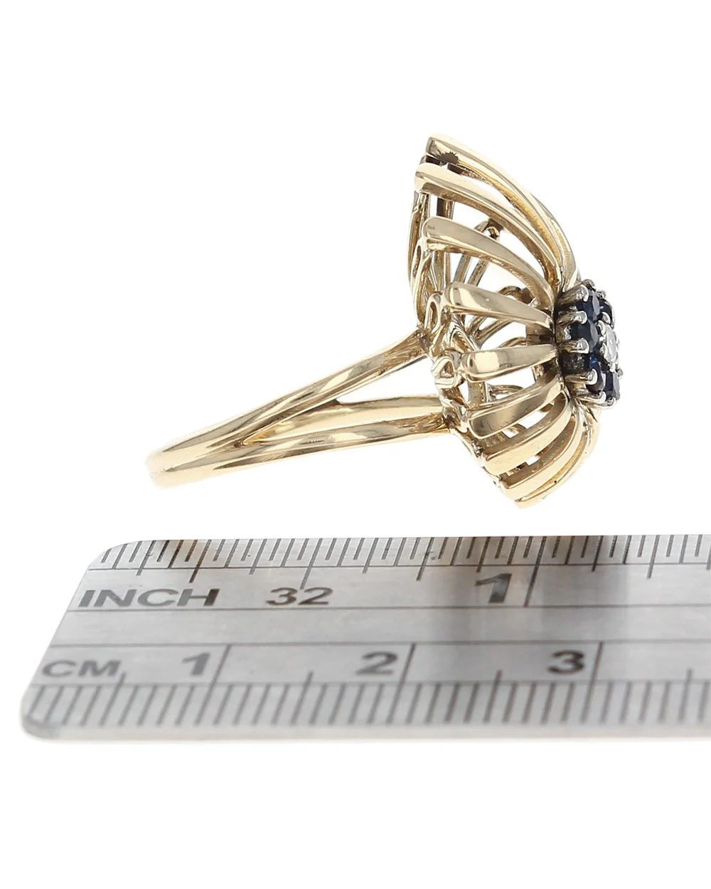 Diamond and Sapphire Halo Spray Ring - Image 3