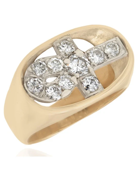 Diamond Ankh Cross Ring