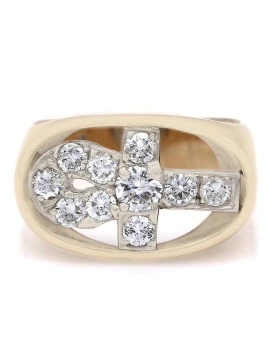 Diamond Ankh Cross Ring - Image 2
