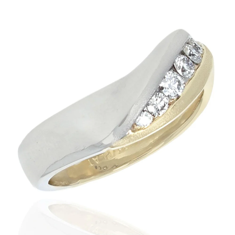 Platinum & 14K Yellow Gold Gentleman's Diamond Band