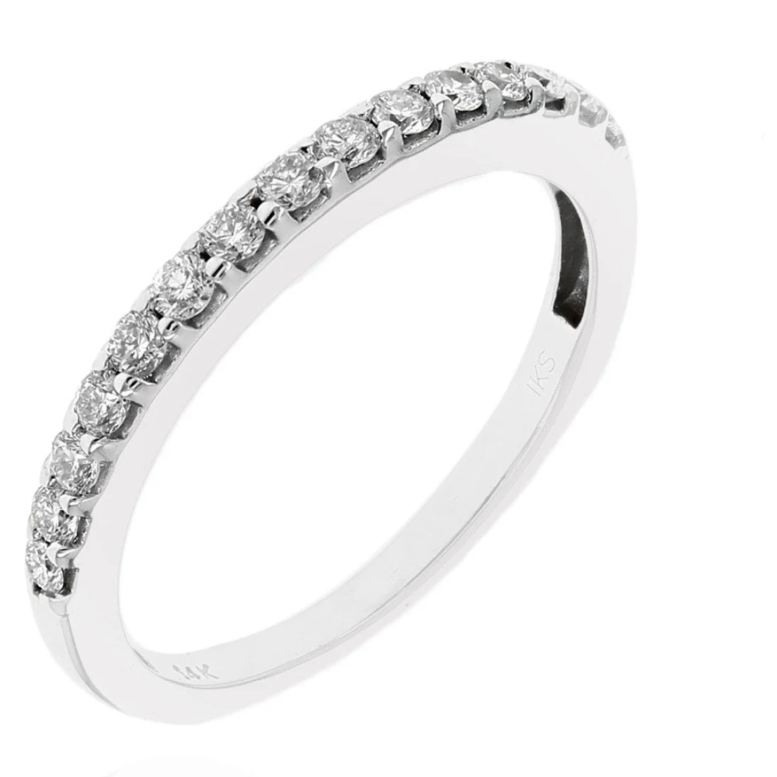 14K White Gold Diamond Wedding Band