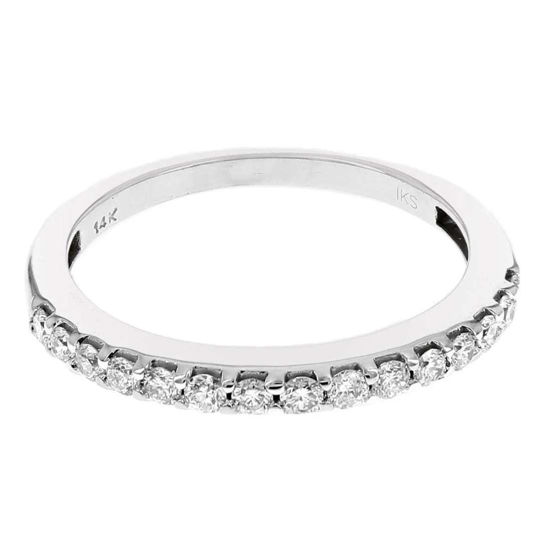 14K White Gold Diamond Wedding Band - Image 2