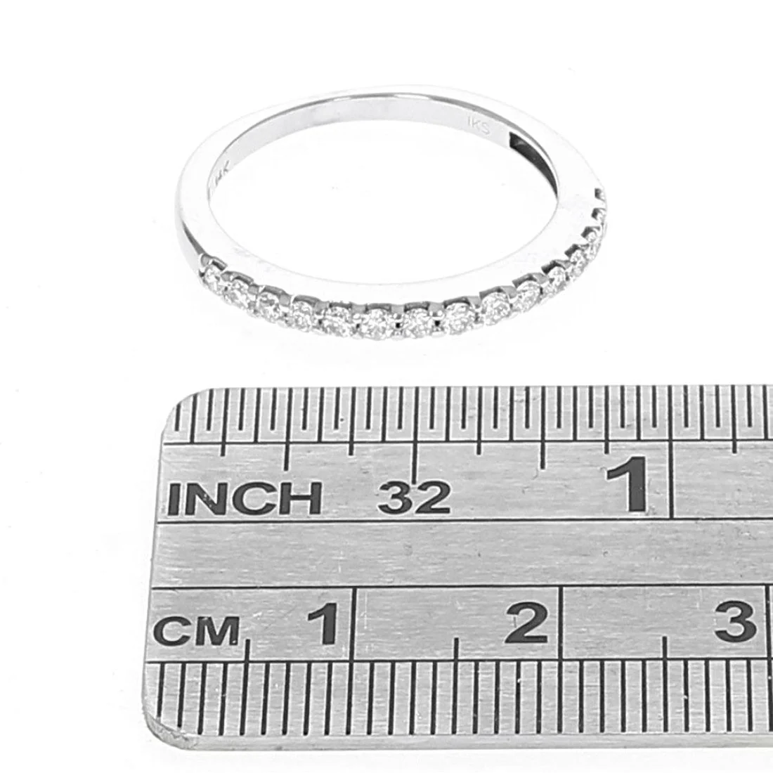 14K White Gold Diamond Wedding Band - Image 3