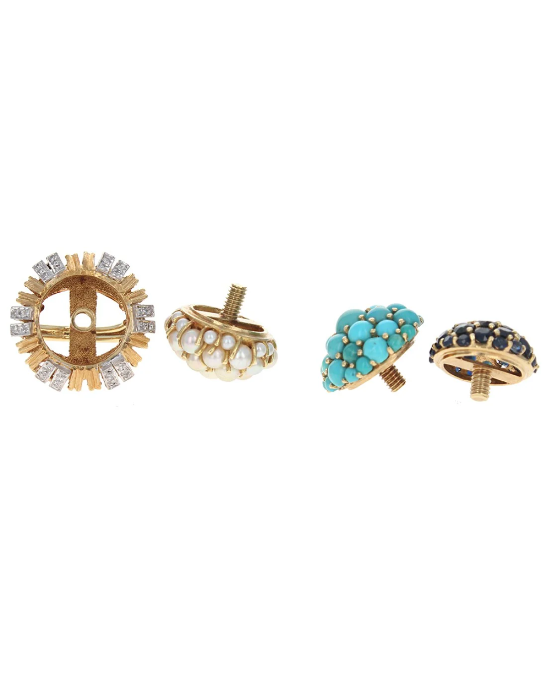 Diamond Base Ring with Sapphire, Pearl and Turquoise Detachable Heads - Image 2