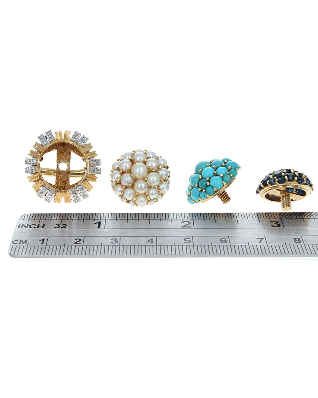 Diamond Base Ring with Sapphire, Pearl and Turquoise Detachable Heads - Image 3