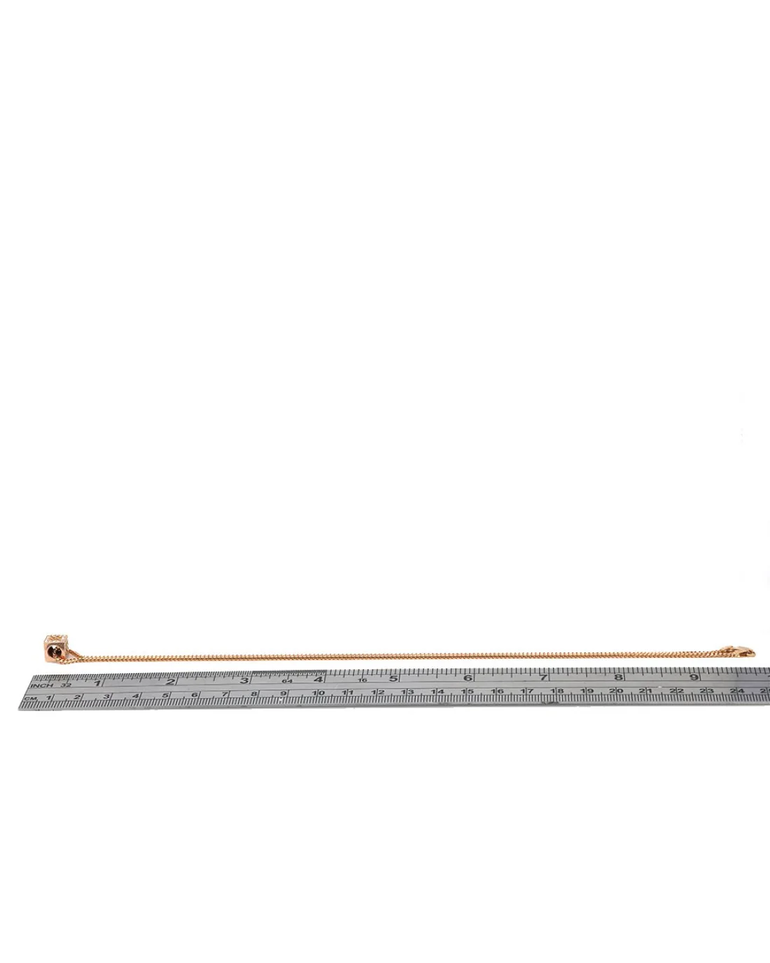 Diamond Box Slide on Box Chain Necklace in Rose Gold - Image 3