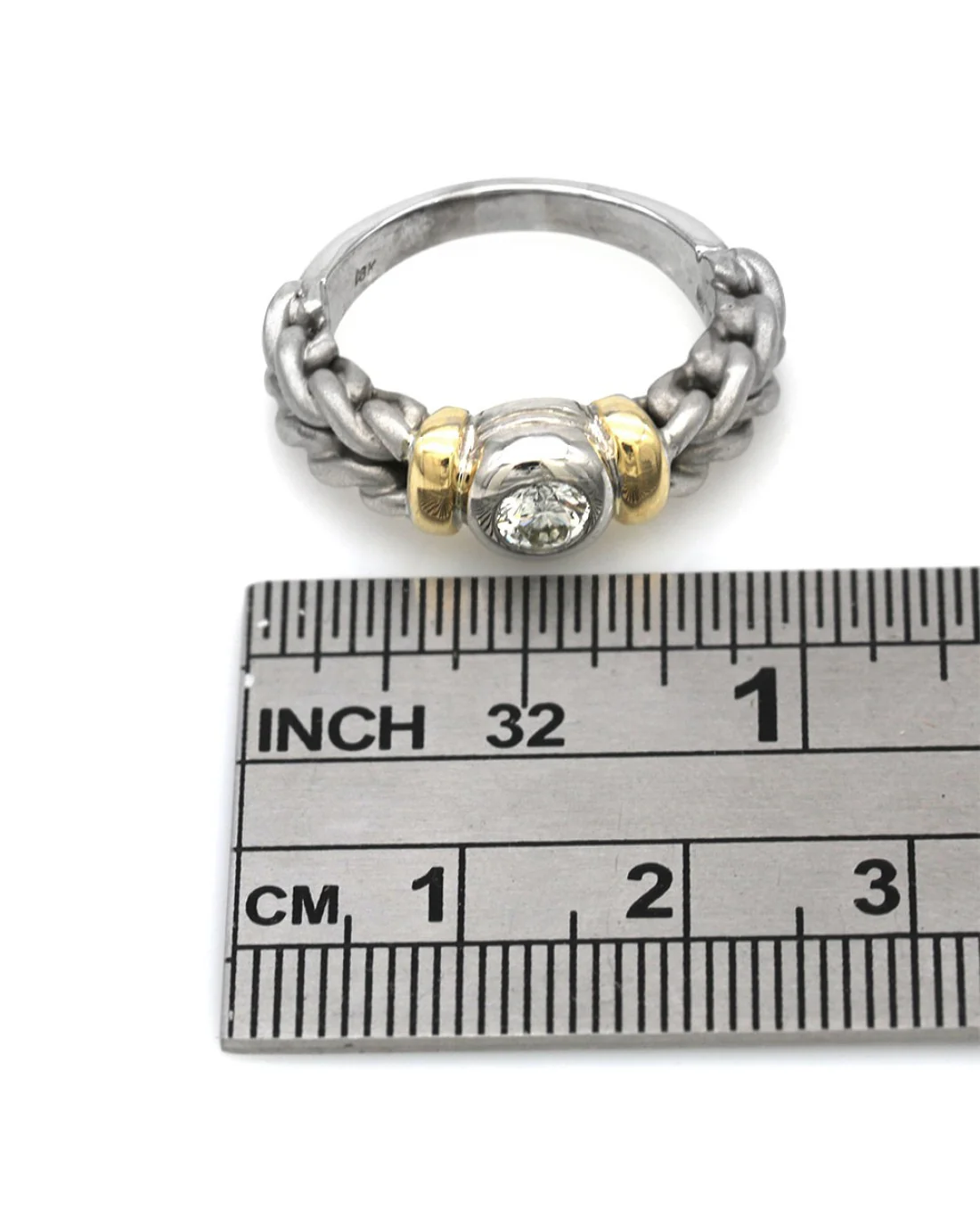 Diamond Braided Ring in White and Yellow Gold - Image 3