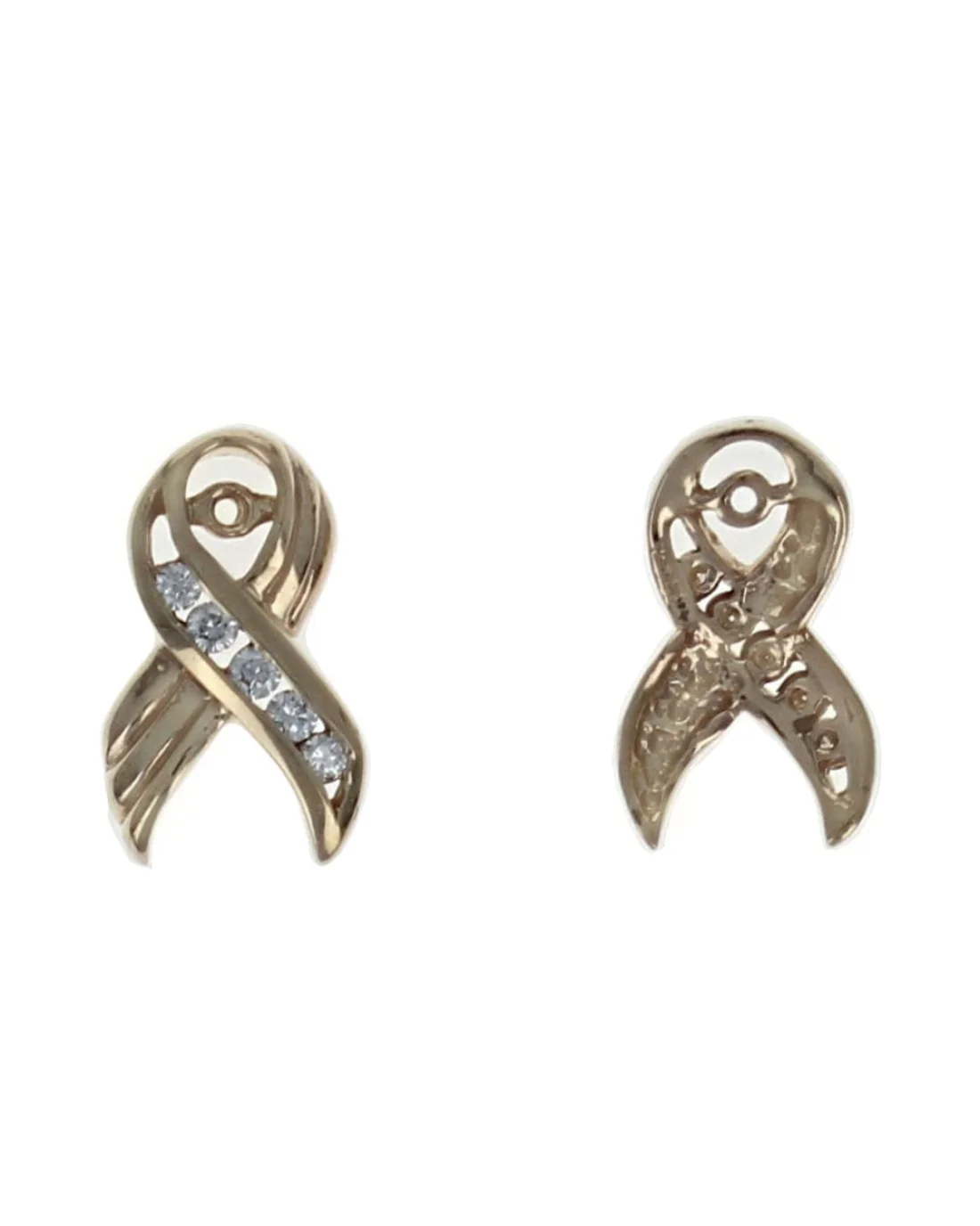 Diamond Breast Awareness Ribbon Earring Jackets - Image 2