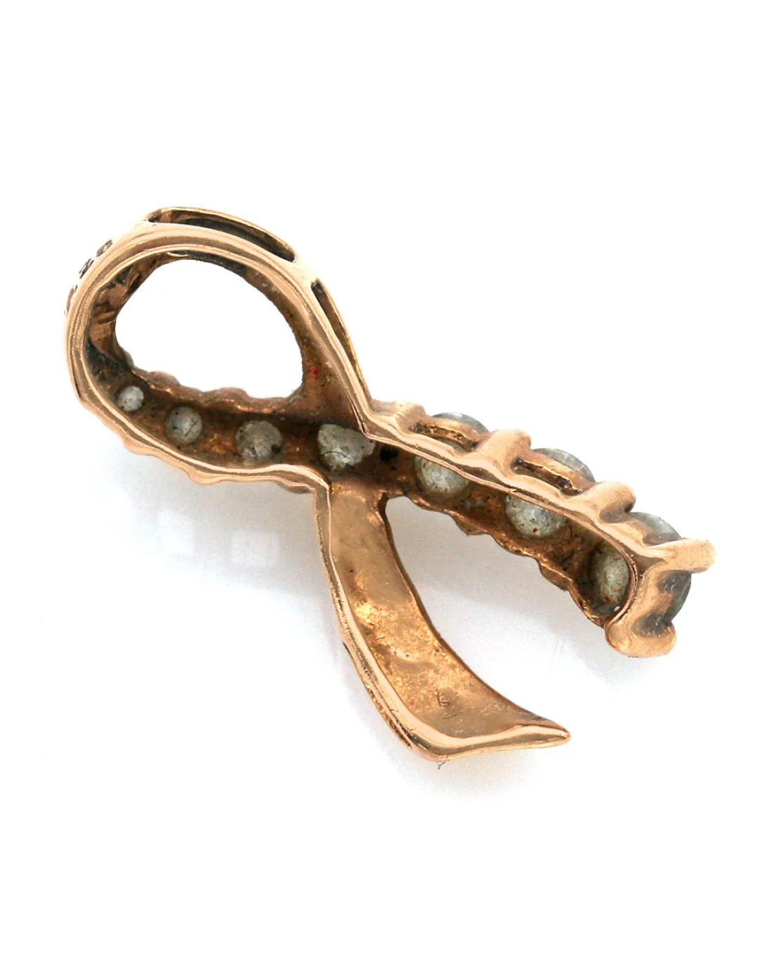 Diamond Breast Cancer Awareness Ribbon Pendant in Rose Gold - Image 2