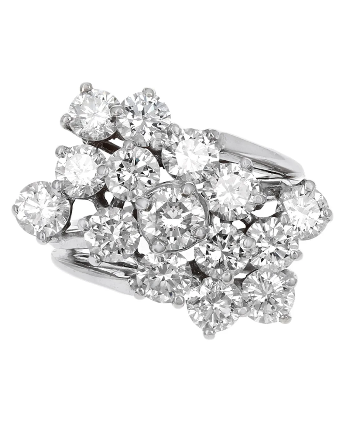 Diamond Bypass Cluster Ring in White Gold - Image 2
