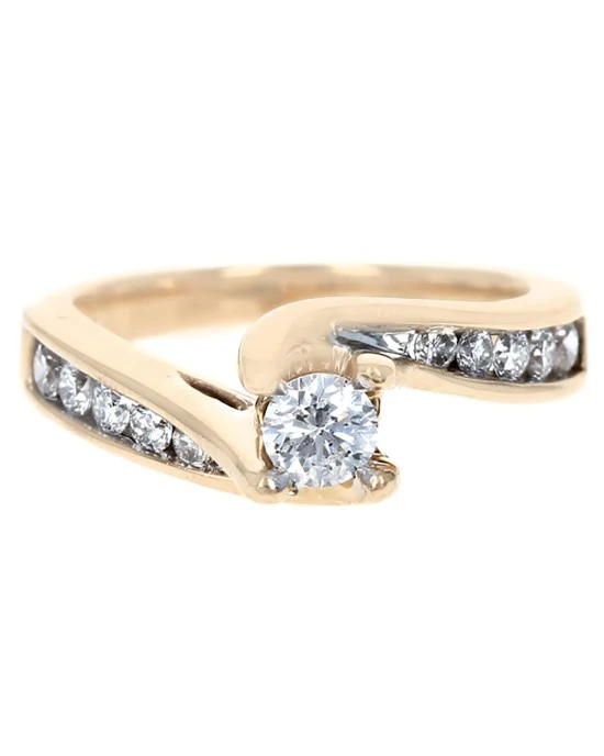 Diamond Bypass Engagement Ring in Yellow Gold - Image 2