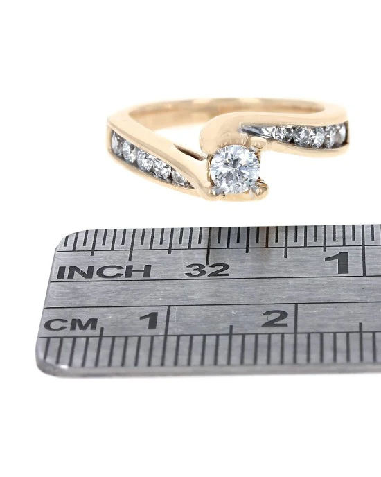 Diamond Bypass Engagement Ring in Yellow Gold - Image 3