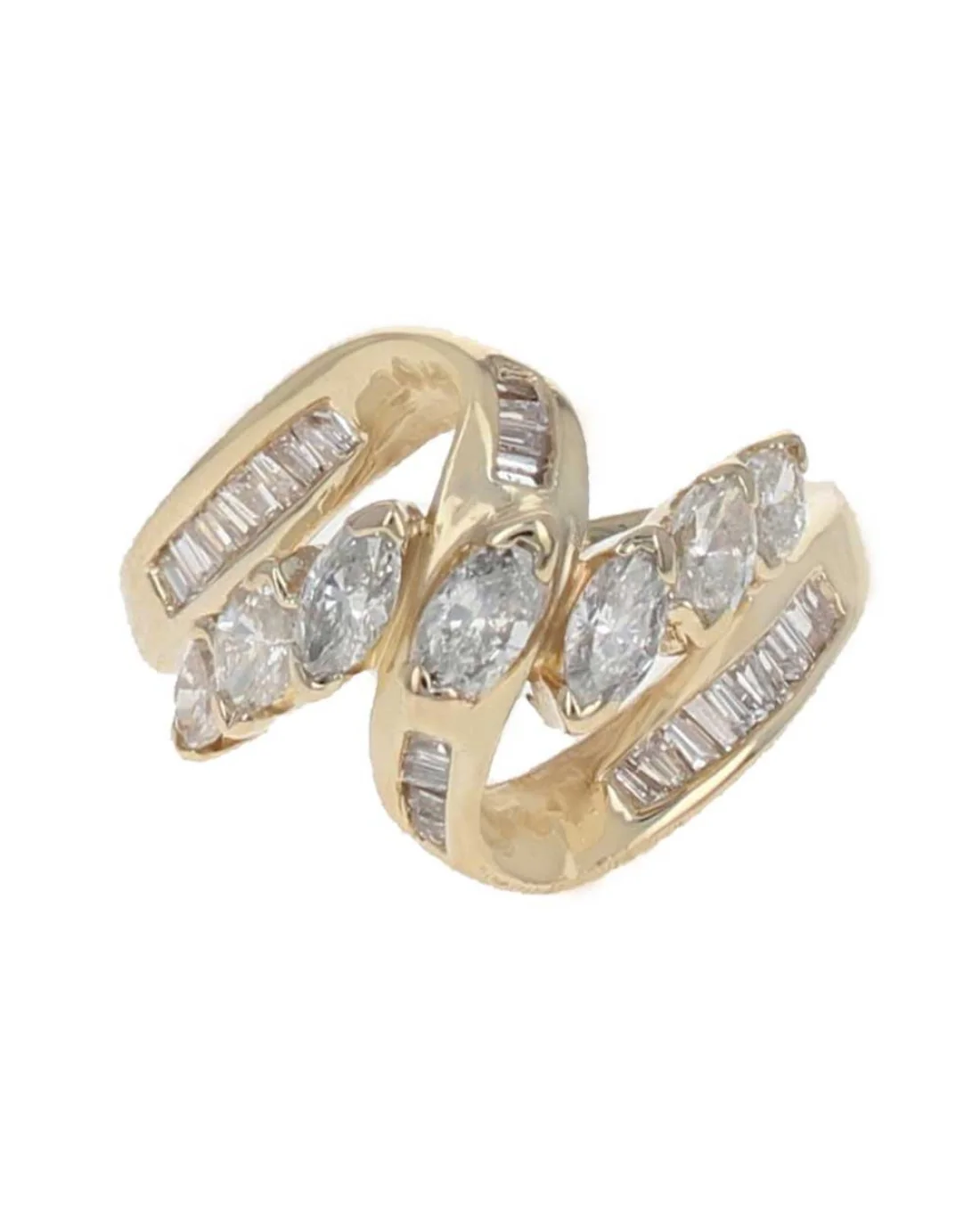 Diamond Bypass Fashion Ring in Yellow Gold - Image 2