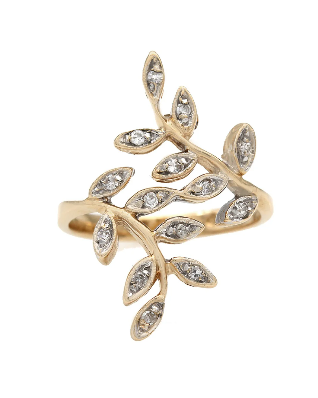 Diamond Bypass Folate Motif Ring - Image 2