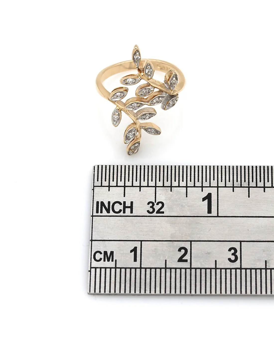 Diamond Bypass Folate Motif Ring - Image 3
