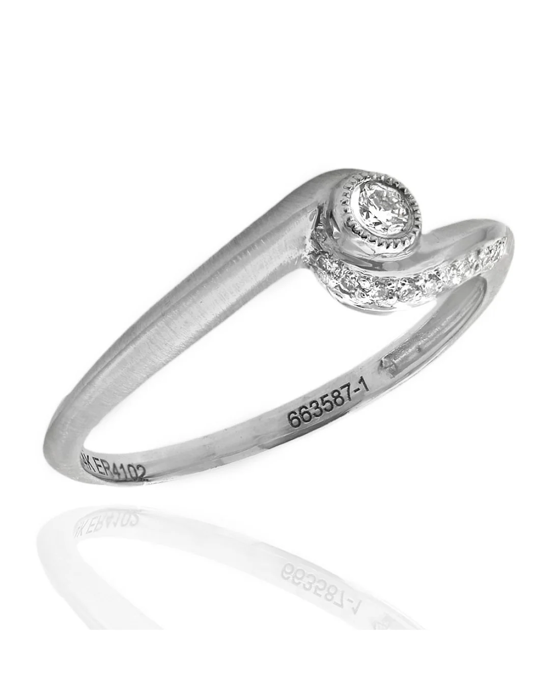 Diamond Bypass Ring in 14K Brushed White Gold