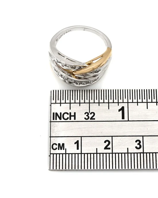 Diamond Bypass Ring in 2 Tone Gold - Image 3