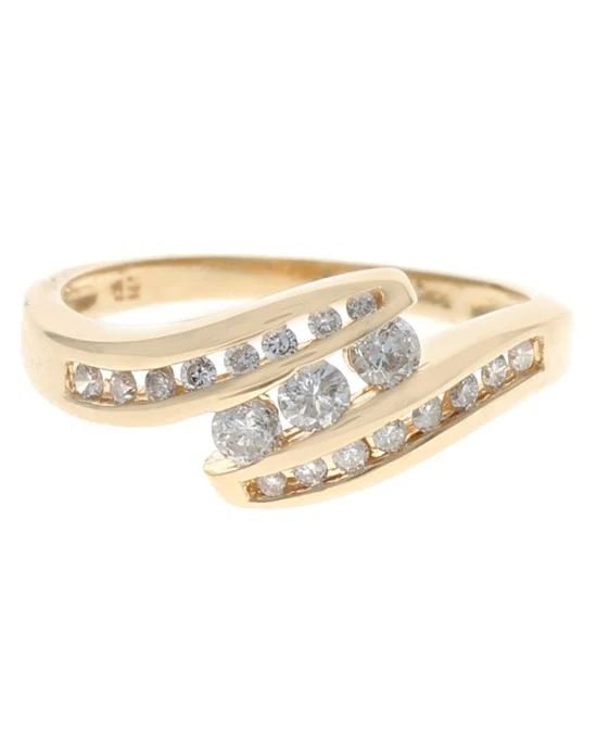 Diamond Bypass Ring in Yellow Gold - Image 2