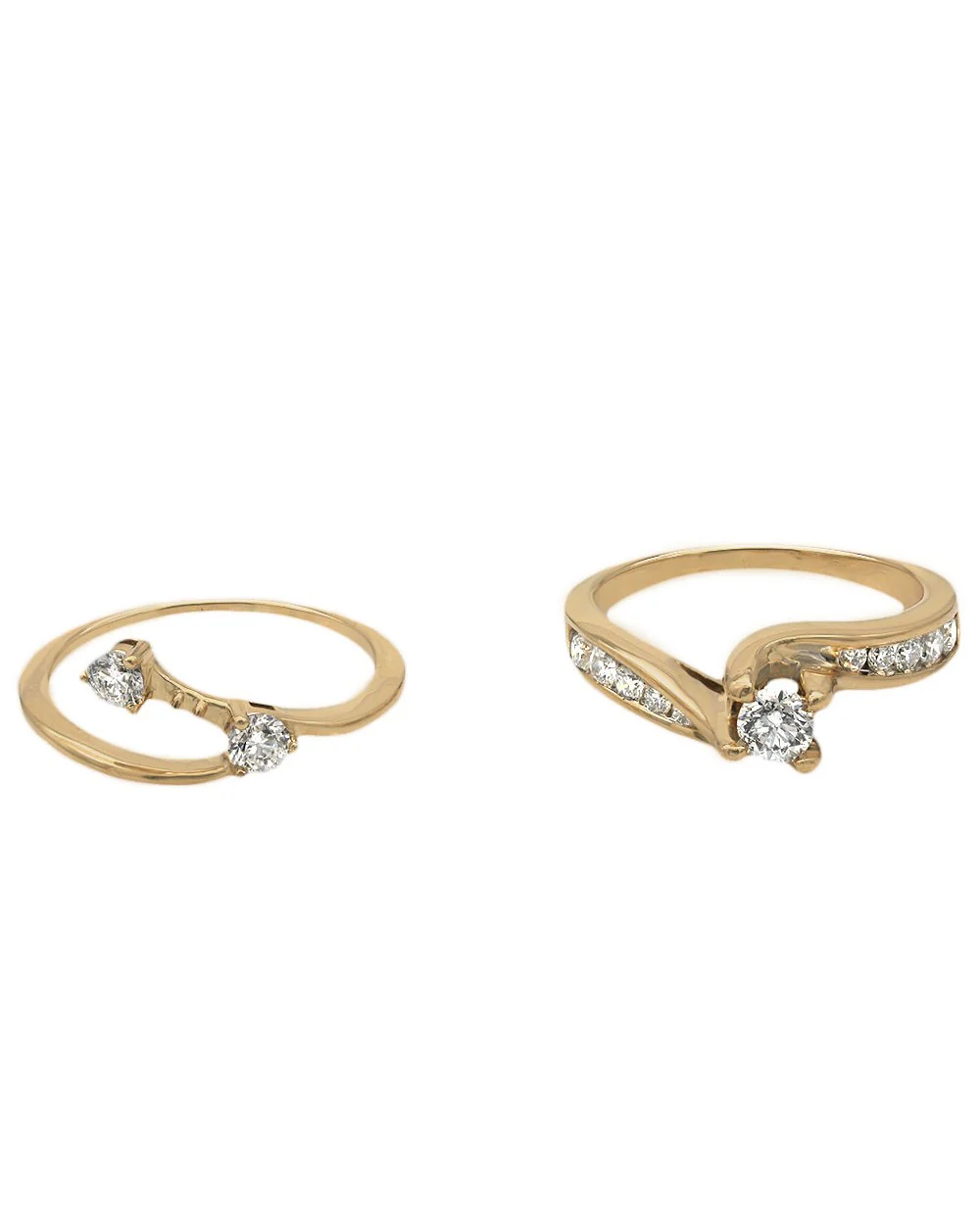 Diamond Bypass Wedding Set in Yellow Gold - Image 2