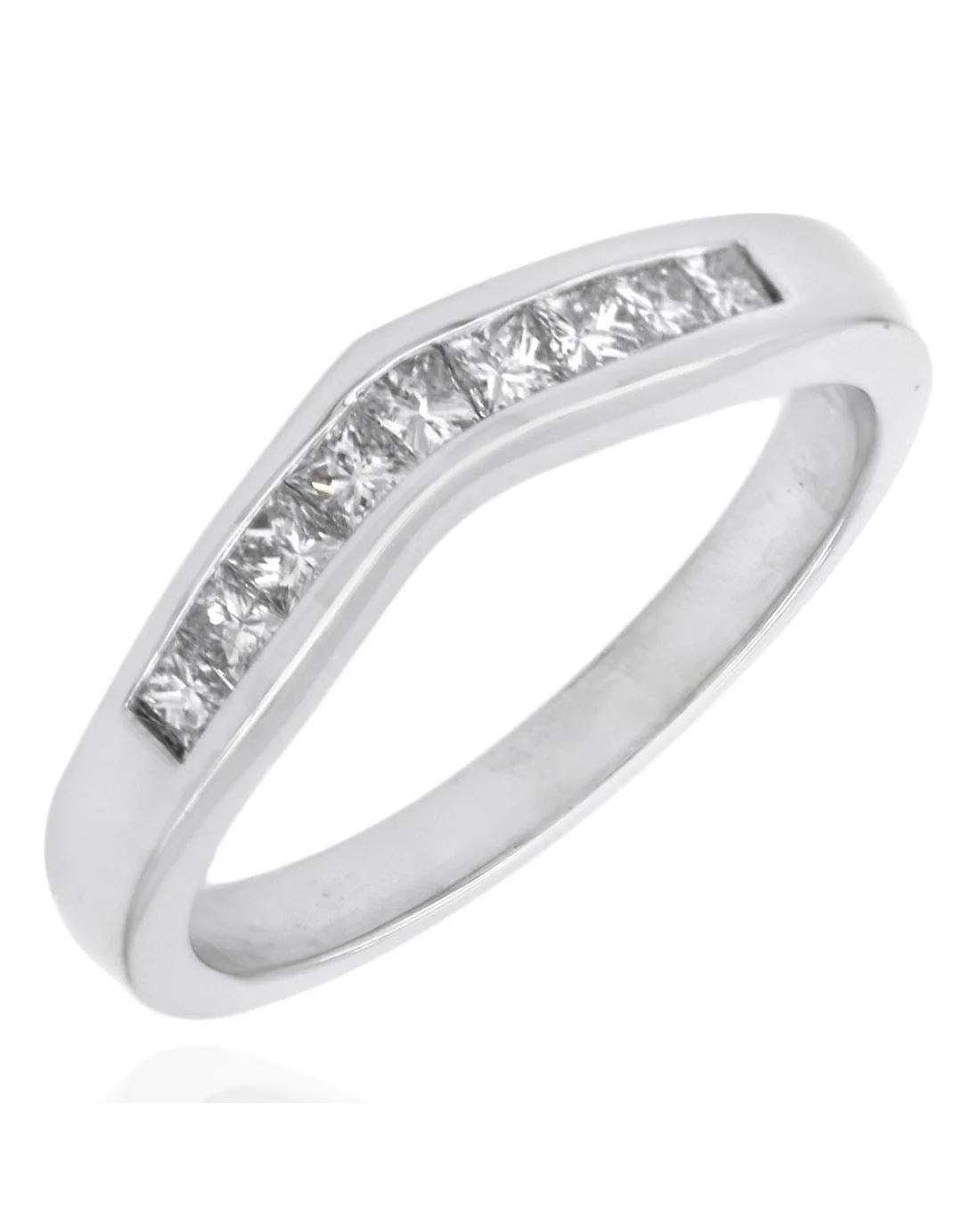 Diamond Chevron Ring in White Gold