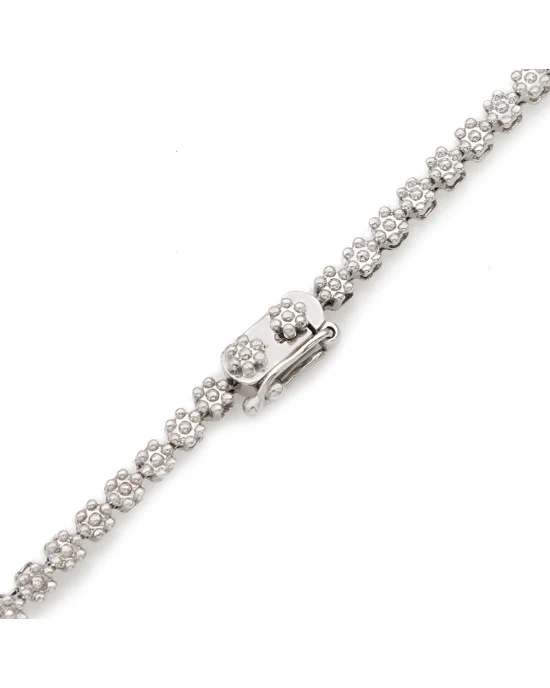 Diamond Chevron Station Graduated Flower Link Necklace - Image 2