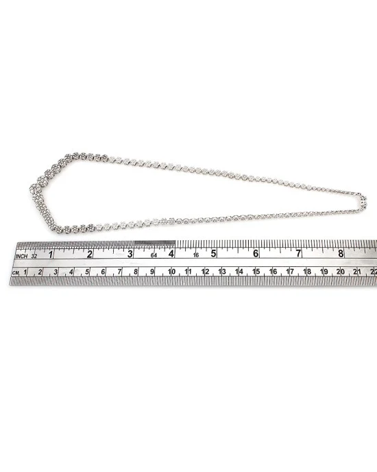 Diamond Chevron Station Graduated Flower Link Necklace - Image 3